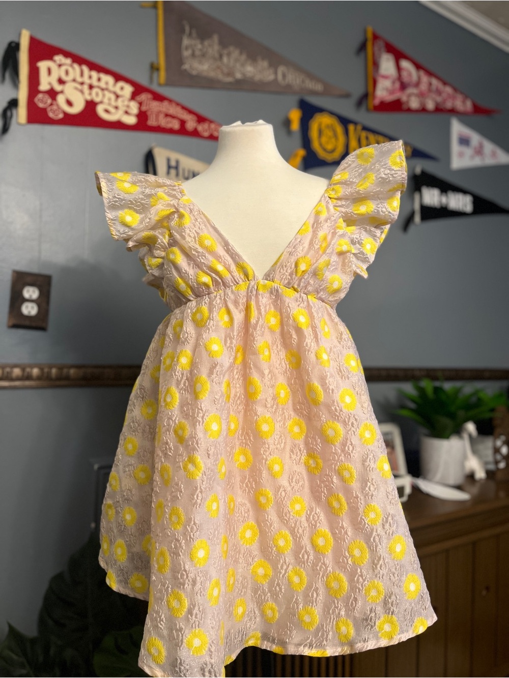 Buddy Love Pink Mini Dress with Yellow Floral Embroidery